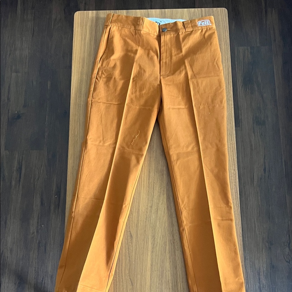 Slim Straight Chino Pants in Burnt Orange